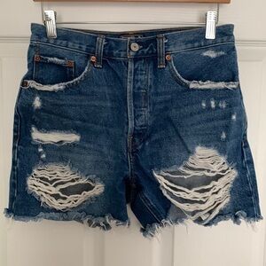 Abercrombie & Fitch Hi-Rise Blue Denim Shorts Size 26/2 #525